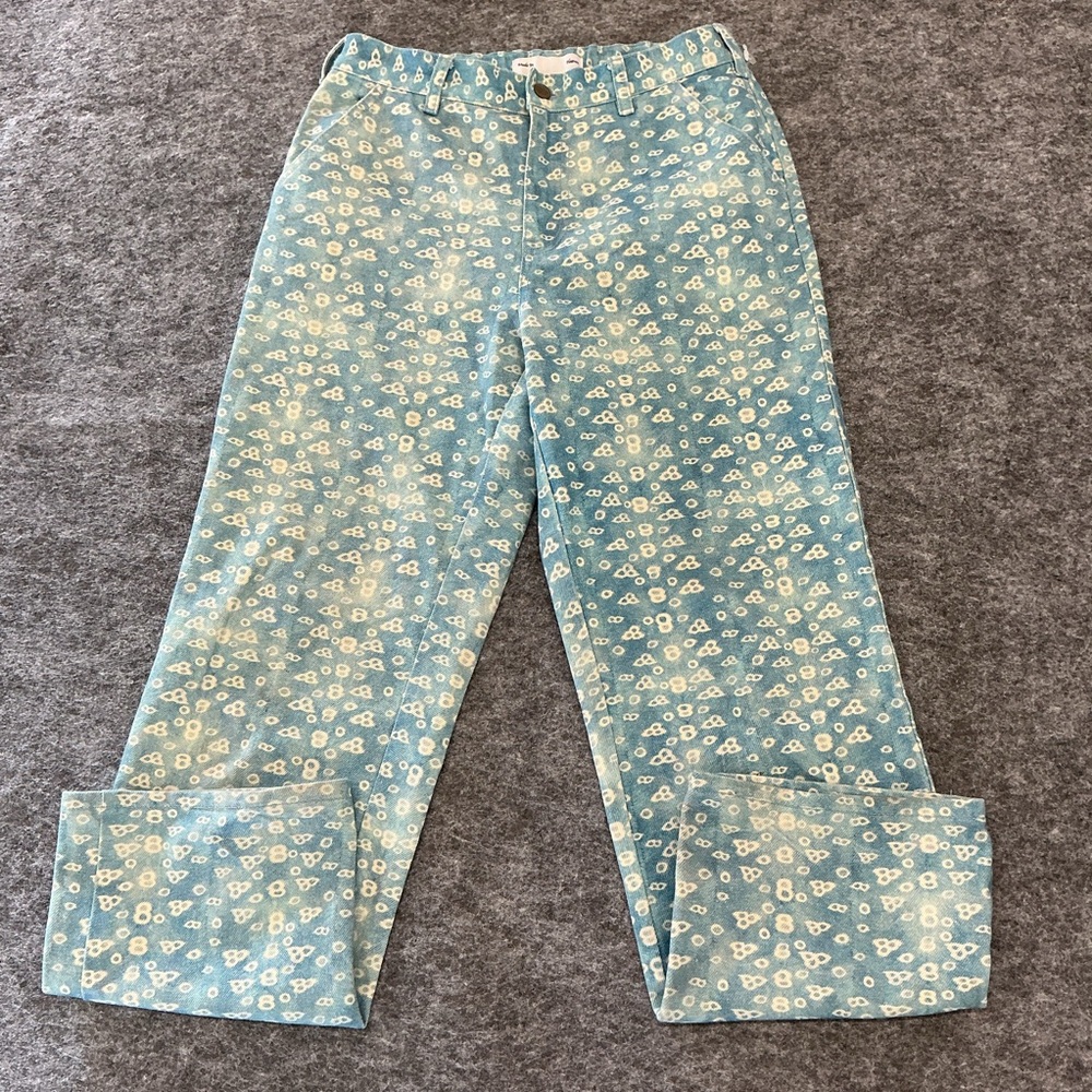 Sundae School Streetwear Hype Blue and Cream Floral Wide Patterned Pants Size M